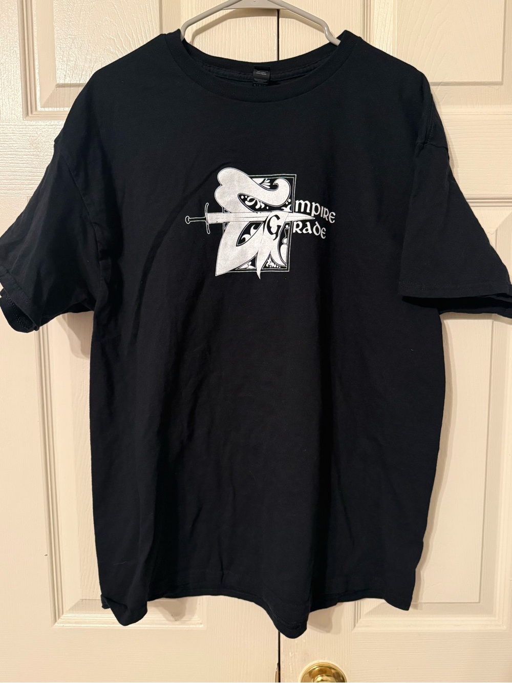 Gildan Black Short-Sleeve Tee with White Graphic Logo